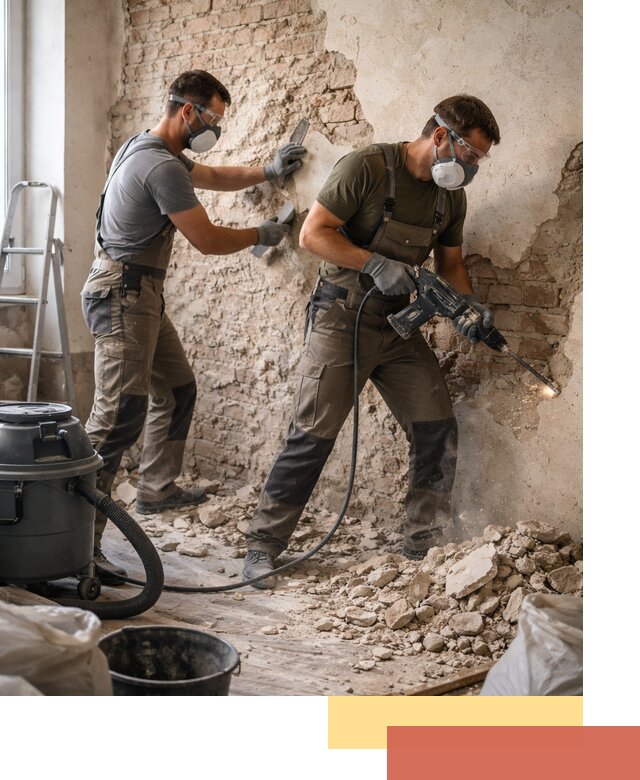 Демонтаж штукатурки со стен в Братске быстро и аккуратно