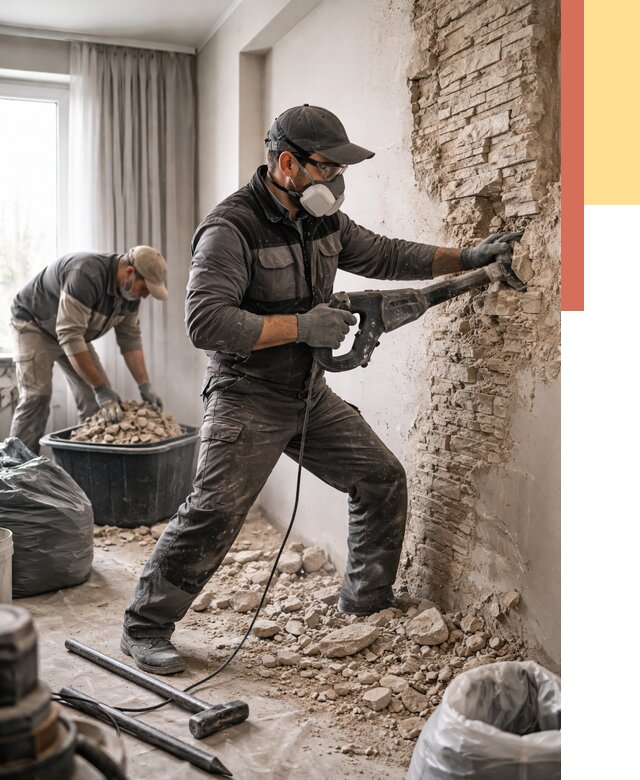 Демонтаж декоративного камня в Братске от 1480 руб/м² — быстро и недорого | ОТДЕЛОЧНИК-Брт