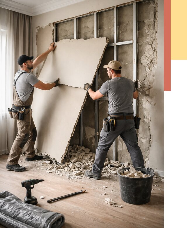 Демонтаж гипсокартона со стен в Братске от 357 руб. — услуги демонтажа | ОТДЕЛОЧНИК-Брт