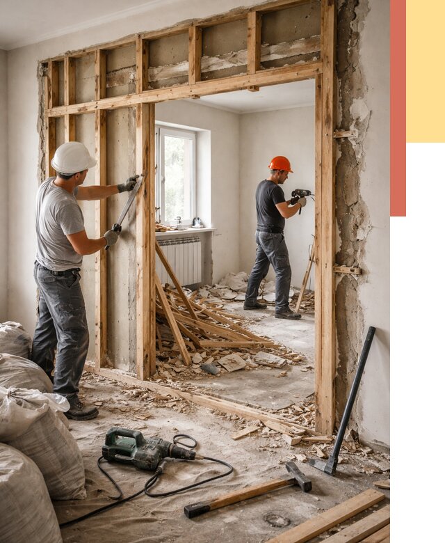 Демонтаж деревянных перегородок в Братске от 3265 руб. — быстро и недорого | ОТДЕЛОЧНИК-Брт