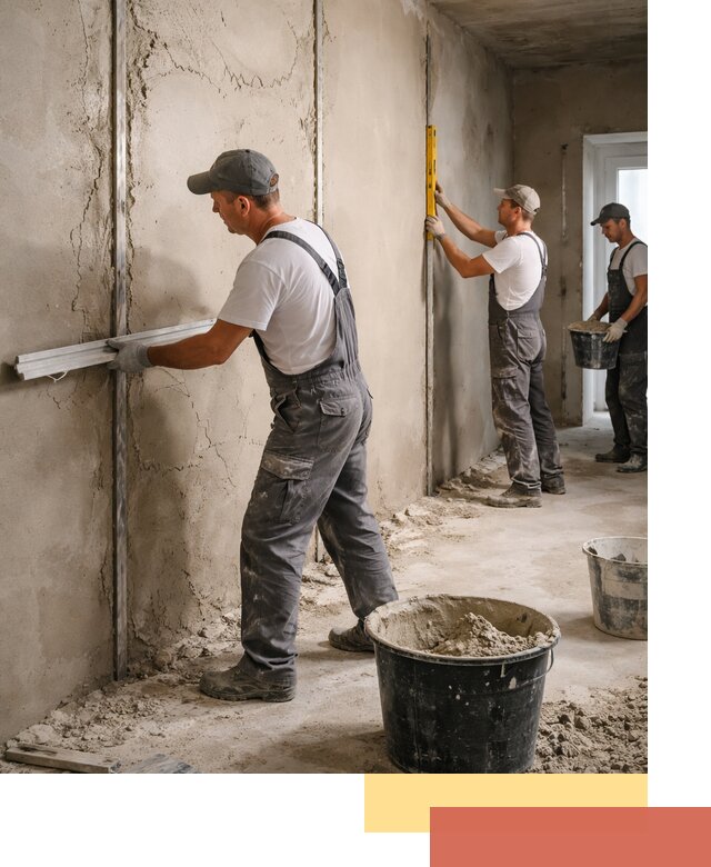 Штукатурка стен по маякам в Братске — точная и ровная поверхность