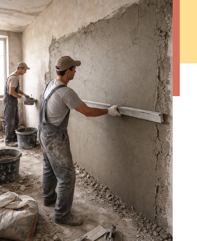 Цементная штукатурка стен в Братске от 4592 руб/м2 — быстро и недорого | ОТДЕЛОЧНИК-Брт