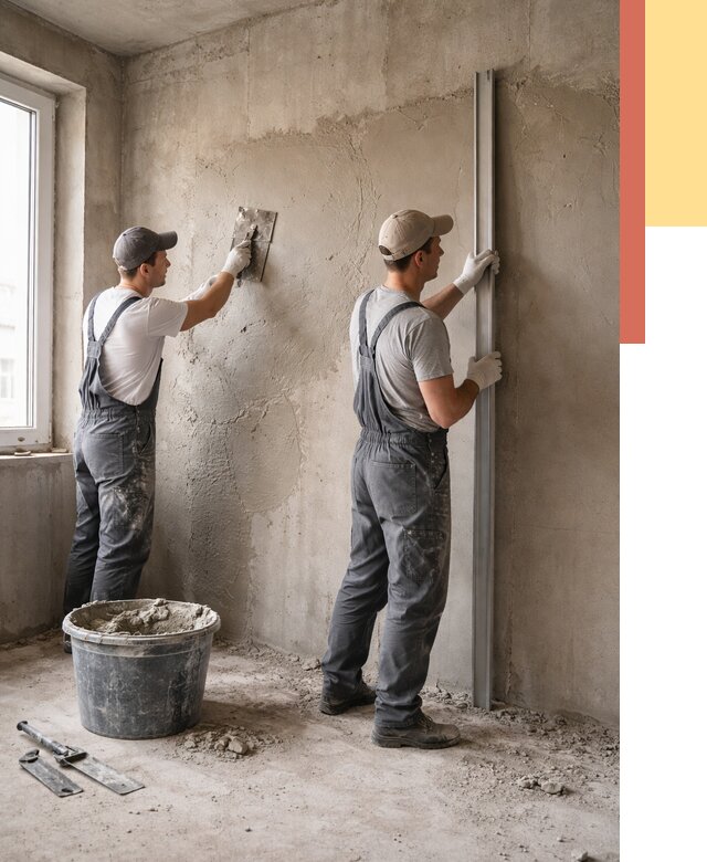 Штукатурка бетонных стен в Братске от 4592 руб/м² — качественно и быстро | ОТДЕЛОЧНИК-Брт