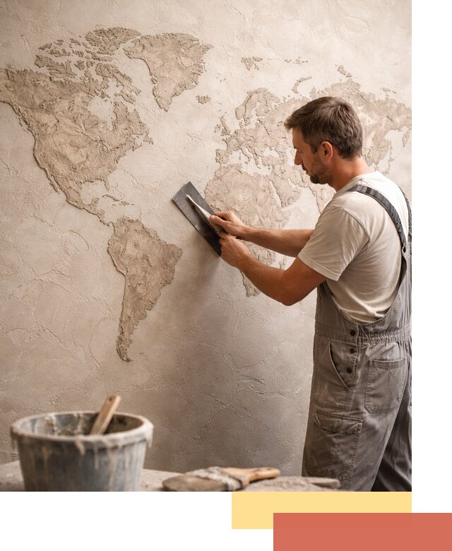 Декоративная штукатурка «Карта мира» под ключ в Братске