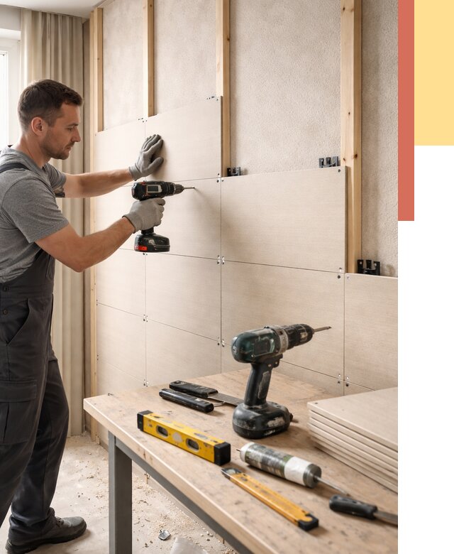 Монтаж МДФ панелей на стены в Братске от 1276 руб. под ключ | ОТДЕЛОЧНИК-Брт