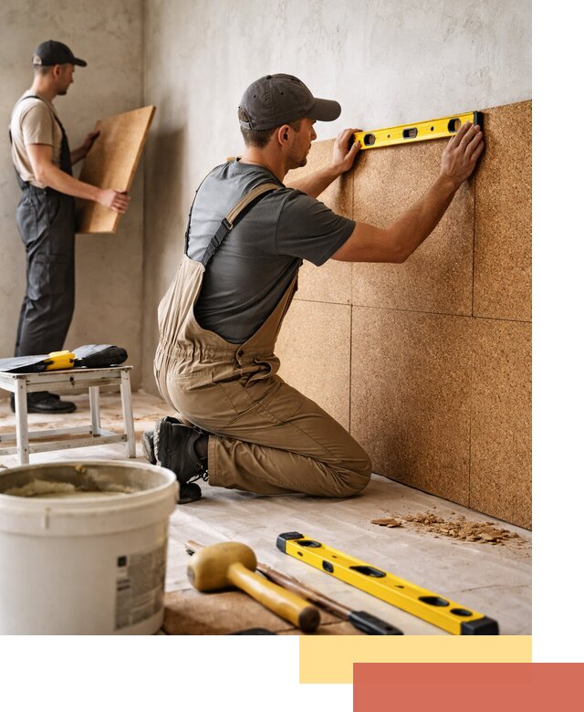 Монтаж пробковых панелей на стены в Братске быстро и качественно