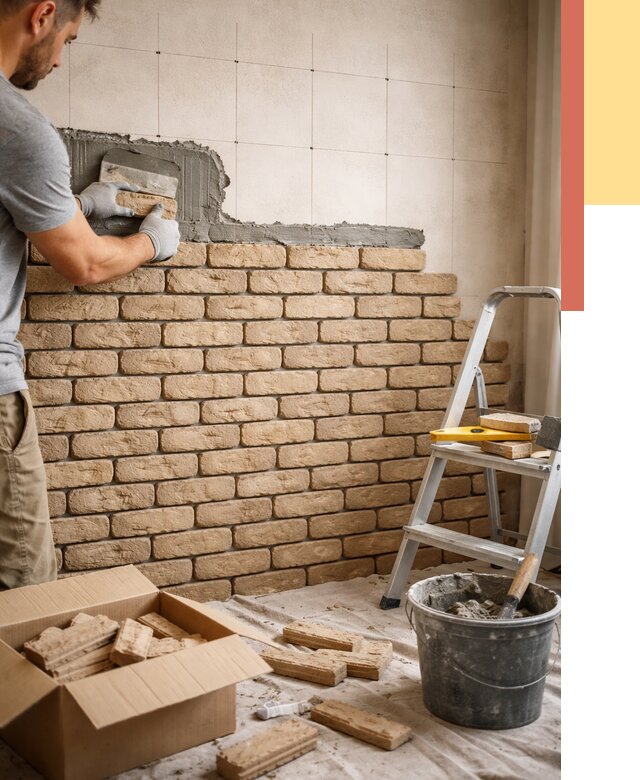 Монтаж декоративного кирпича в Братске от 3265 руб./м² — быстро и недорого | ОТДЕЛОЧНИК-Брт