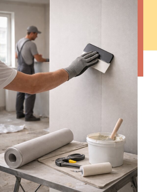 Поклейка обоев под покраску в Братске от 3571 руб. за м2 | ОТДЕЛОЧНИК-Брт