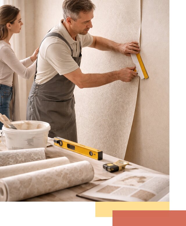 Поклейка обоев с подбором рисунка в Братске