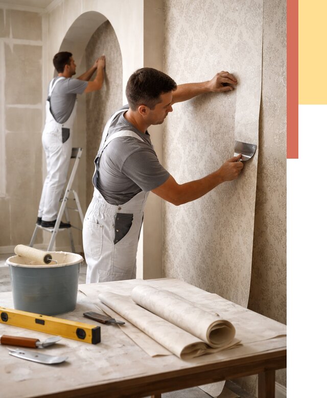 Поклейка обоев на сложные стены в Братске от 2857 руб. под ключ | ОТДЕЛОЧНИК-Брт