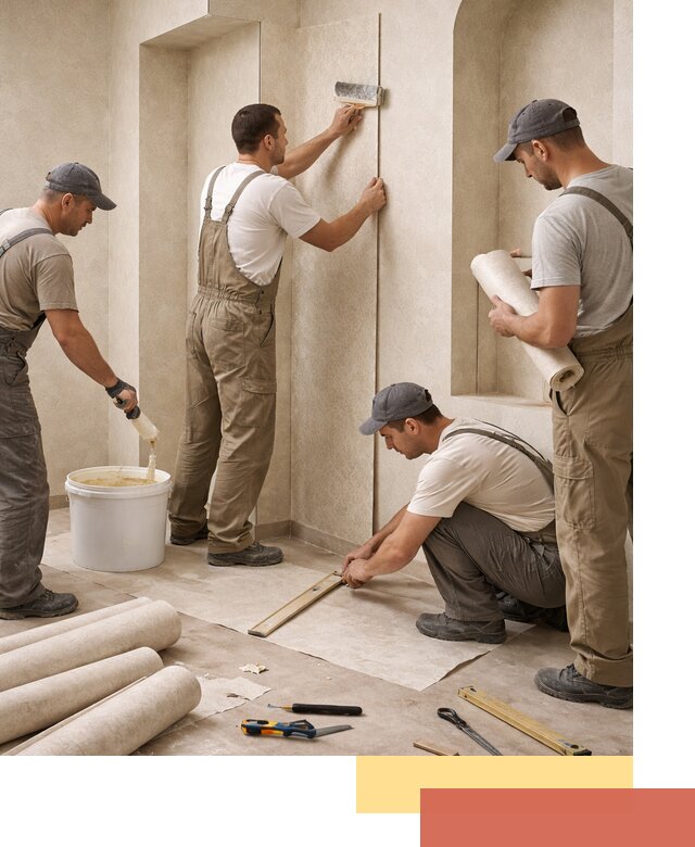 Поклейка обоев на сложные стены и неровные поверхности в Братске