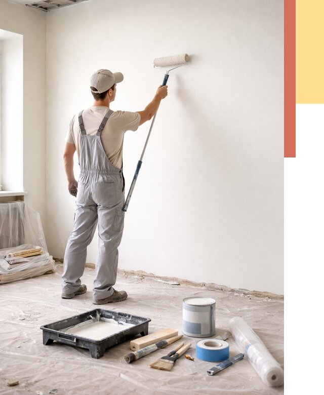 Покраска стен водоэмульсионной краской в Братске от 459 руб. за м² | ОТДЕЛОЧНИК-Брт