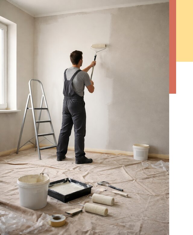 Покраска стен моющейся краской в Братске от 357 руб./м² — быстро и недорого | ОТДЕЛОЧНИК-Брт