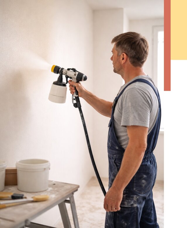 Покраска стен краскопультом в Братске от 7653 руб. — механизированная покраска | ОТДЕЛОЧНИК-Брт