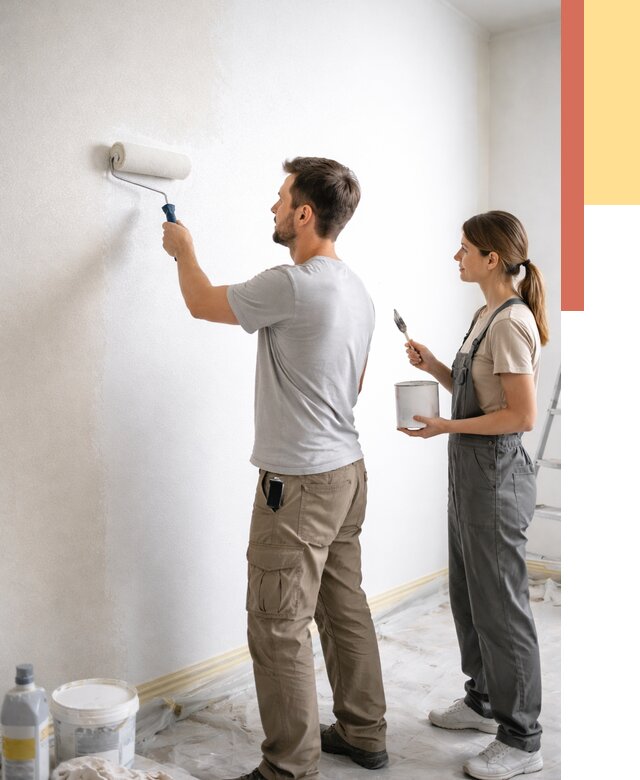 Окраска стен по стеклохолсту в Братске от 4592 руб/м² под ключ | ОТДЕЛОЧНИК-Брт