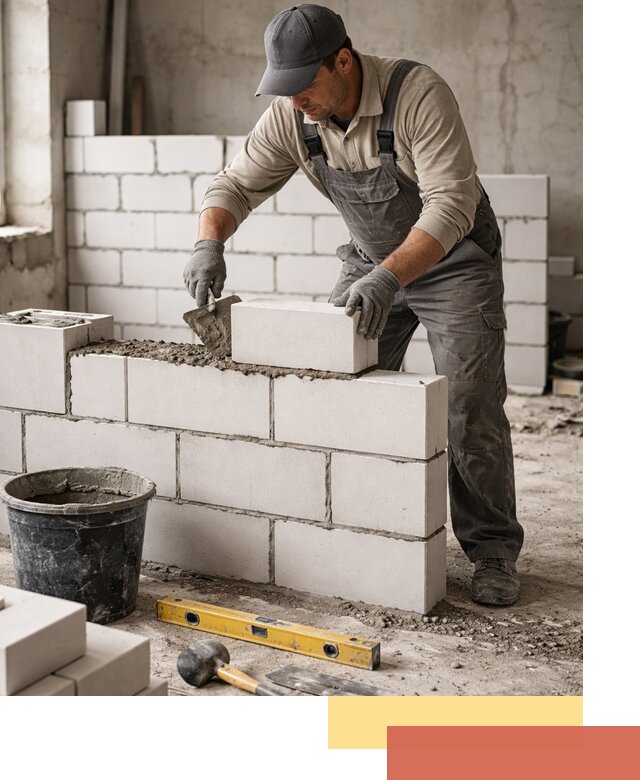 Кладка перегородок из силикатного блока в Братске