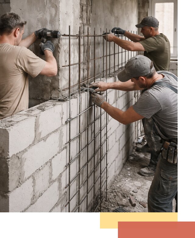 Армирование кладки перегородок в Братске профессионально и надёжно