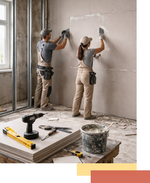 Монтаж двухслойной перегородки из гипсокартона в Братске