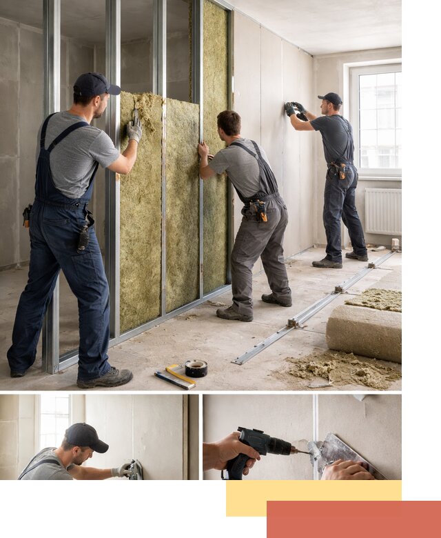 Перегородка из гипсокартона с шумоизоляцией в Братске — монтаж под ключ