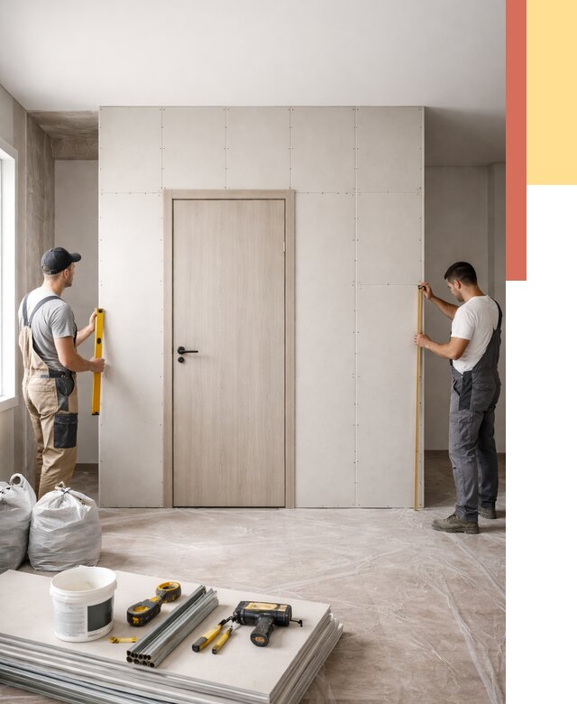 Перегородка из гипсокартона с дверью в Братске от 4592 руб. под ключ | ОТДЕЛОЧНИК-Брт