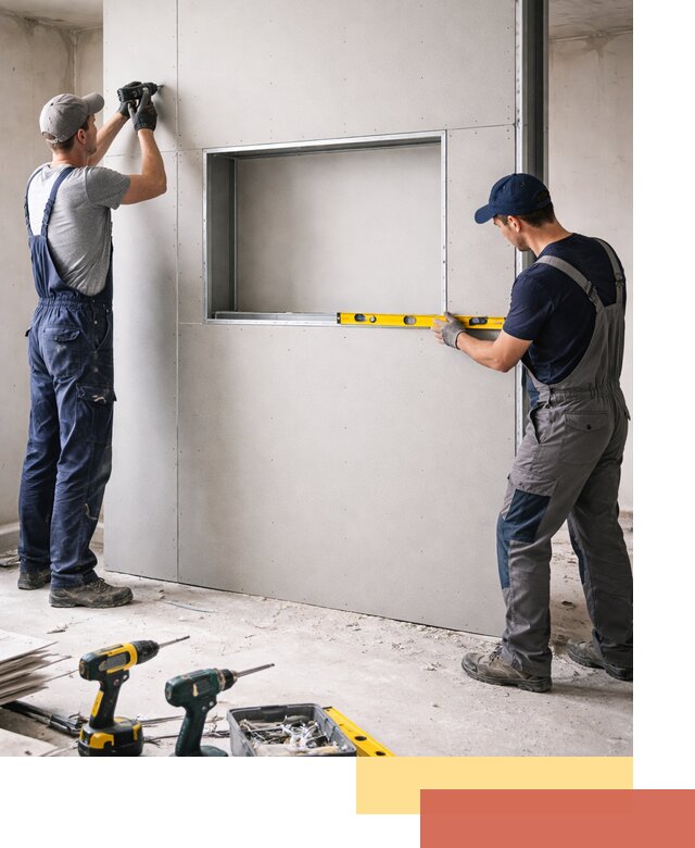 Перегородка из гипсокартона с нишей под декор в Братске