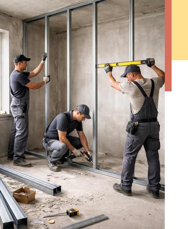 Монтаж каркаса перегородки из профиля в Братске от 765 руб. | ОТДЕЛОЧНИК-Брт