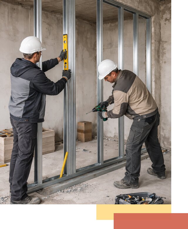 Монтаж каркаса перегородки из профиля в Братске