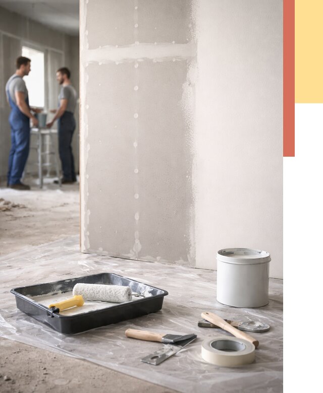 Покраска перегородок из гипсокартона в Братске от 4592 руб. под ключ | ОТДЕЛОЧНИК-Брт