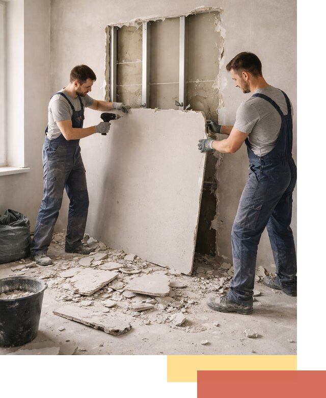 Демонтаж перегородки из гипсокартона в Братске быстрый и аккуратный