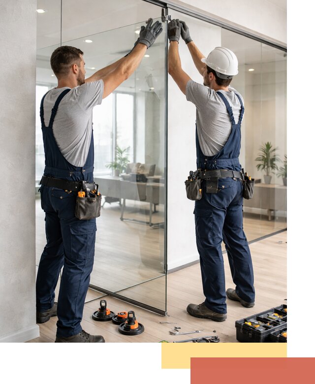 Безрамные стеклянные перегородки под ключ в Братске