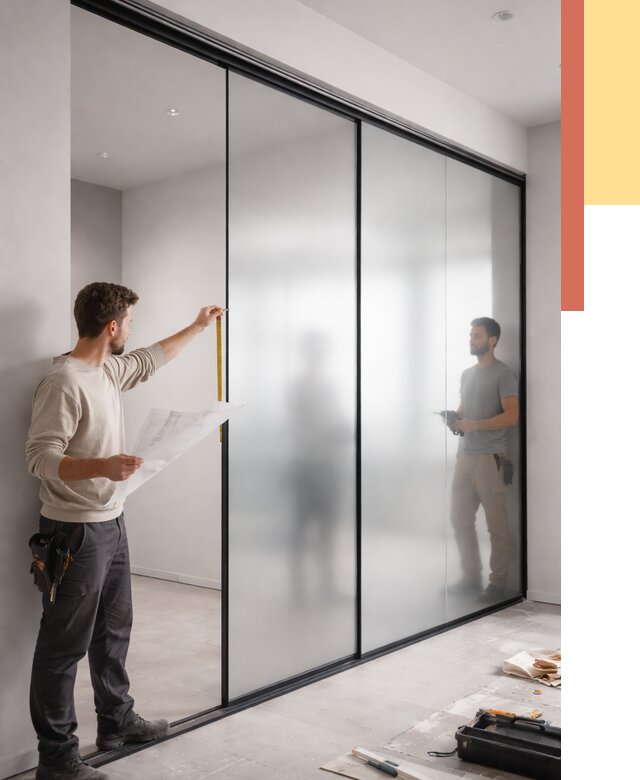 Матовые стеклянные перегородки в Братске от 8673 руб. — монтаж и установка | ОТДЕЛОЧНИК-Брт