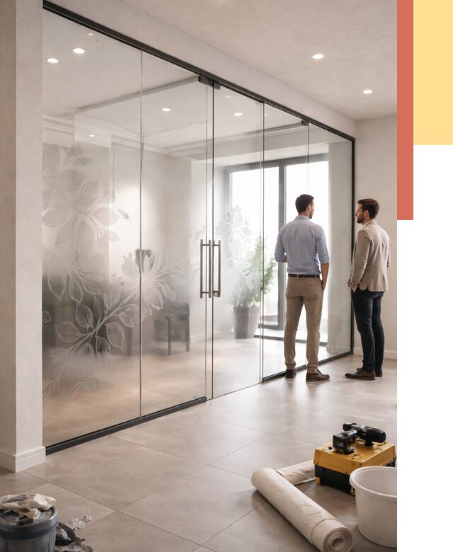 Стеклянные перегородки с рисунком в Братске от 12755 руб. монтаж и нанесение | ОТДЕЛОЧНИК-Брт