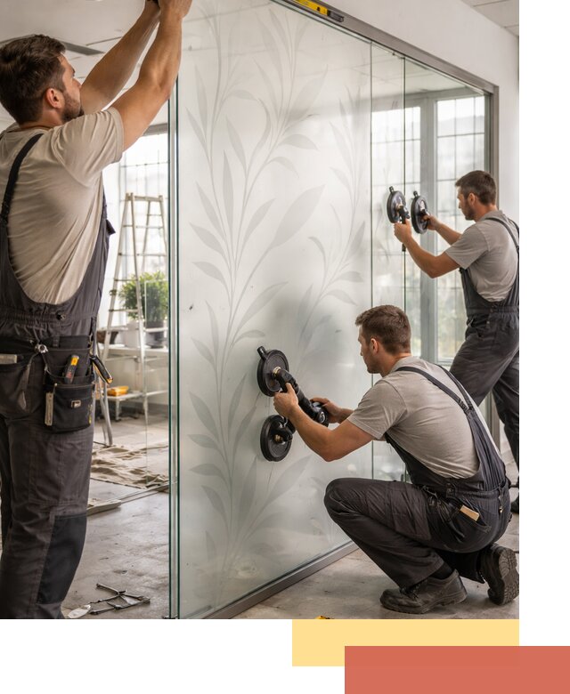 Стеклянные перегородки с рисунком на заказ в Братске