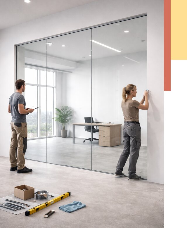 Перегородки из закаленного стекла в Братске от 9694 руб. под ключ | ОТДЕЛОЧНИК-Брт