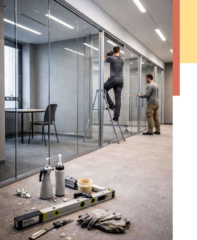 Стеклянные офисные перегородки в Братске от 8673 руб. — монтаж и установка | ОТДЕЛОЧНИК-Брт