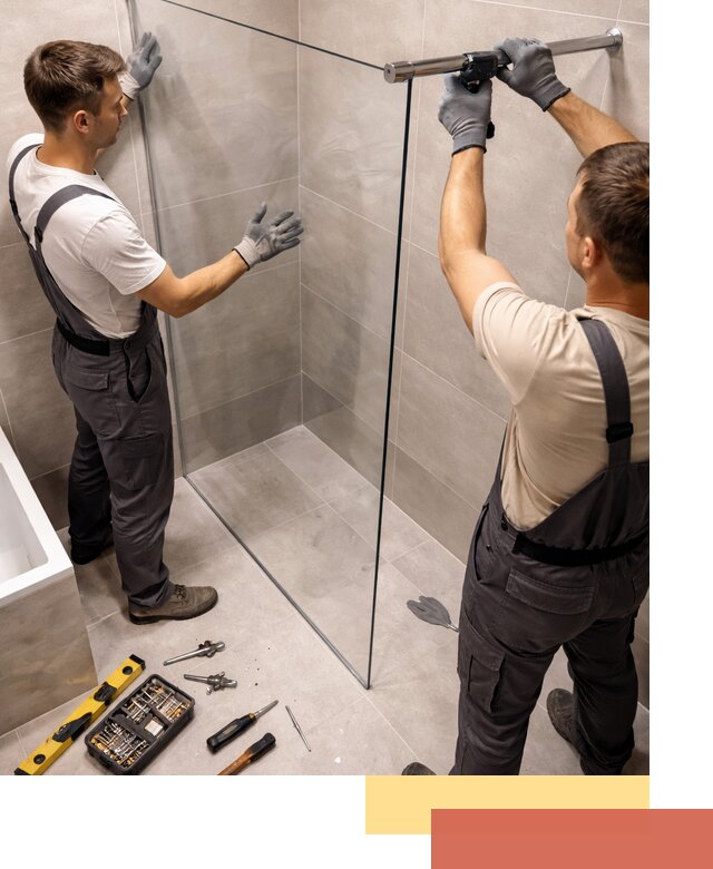 Стеклянные перегородки для душа в Братске — изготовление и монтаж