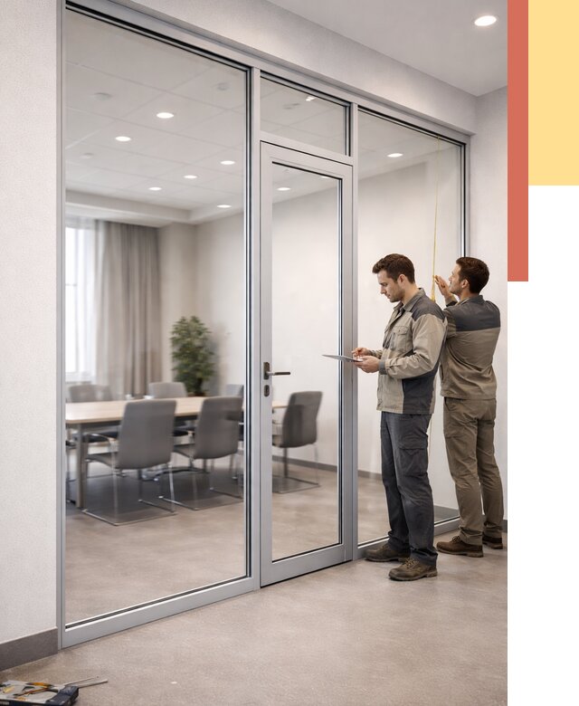 Установка и монтаж алюминиевых перегородок со стеклом в Братске от 8367 руб. | ОТДЕЛОЧНИК-Брт