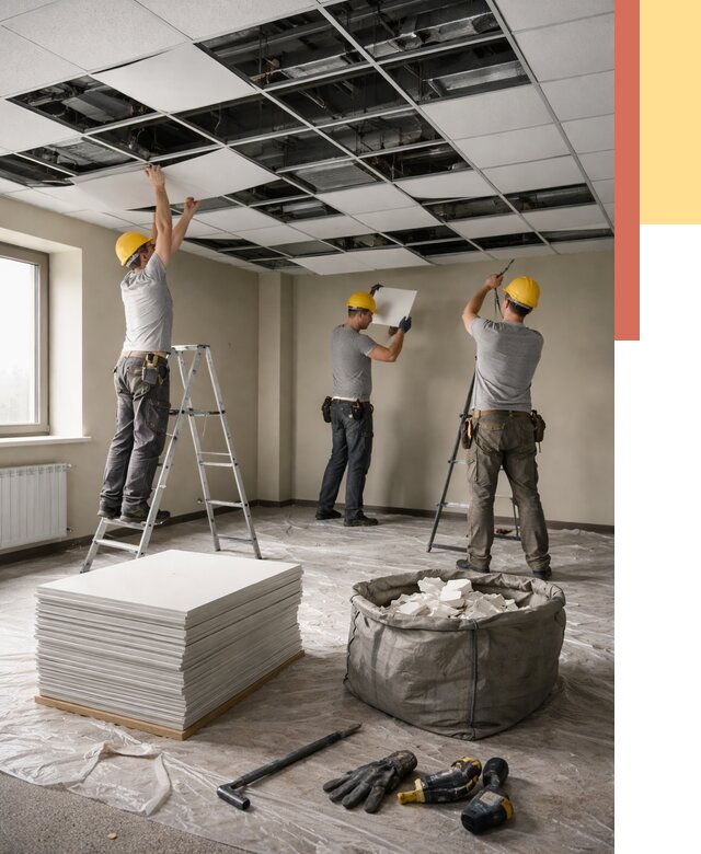 Демонтаж потолка Армстронг в Братске от 4592 руб. быстро и недорого | ОТДЕЛОЧНИК-Брт