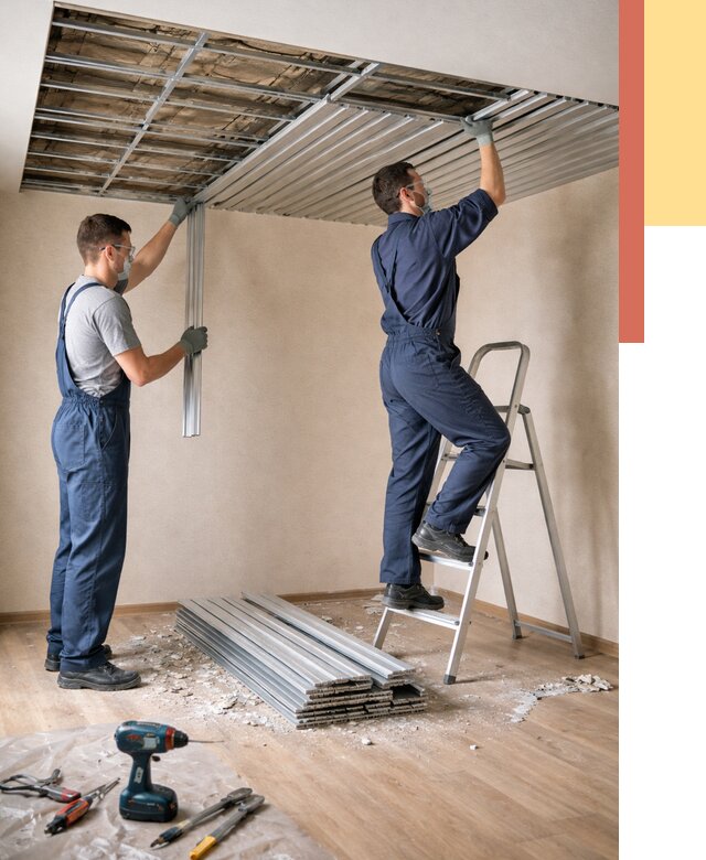 Демонтаж реечного потолка в Братске от 4592 руб. быстро и недорого | ОТДЕЛОЧНИК-Брт