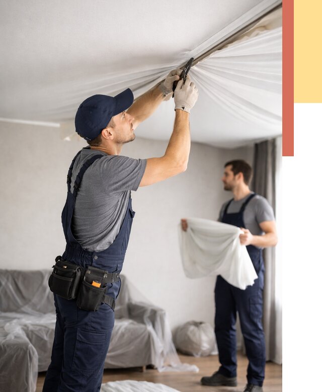 Демонтаж натяжного потолка в Братске от 4592 руб. — снятие и разбор под ключ | ОТДЕЛОЧНИК-Брт