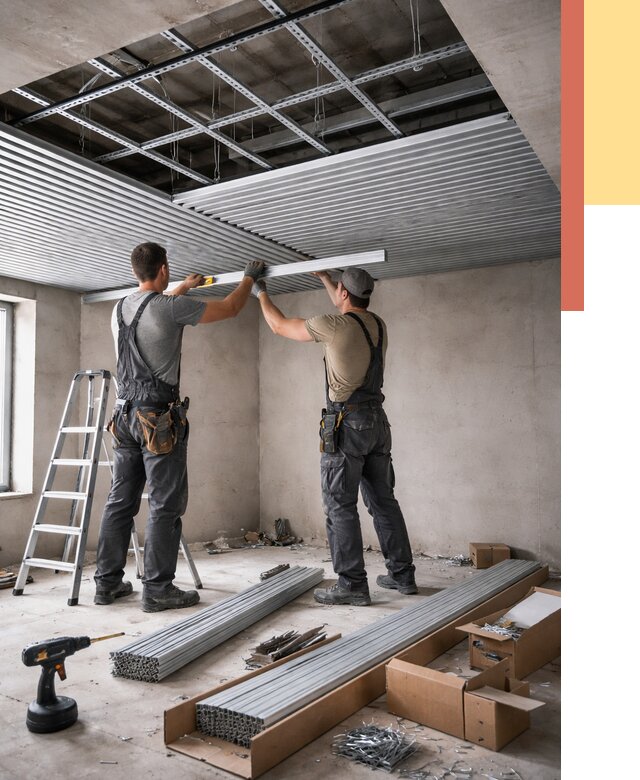 Монтаж реечного потолка в Братске от 4592 руб. под ключ | ОТДЕЛОЧНИК-Брт