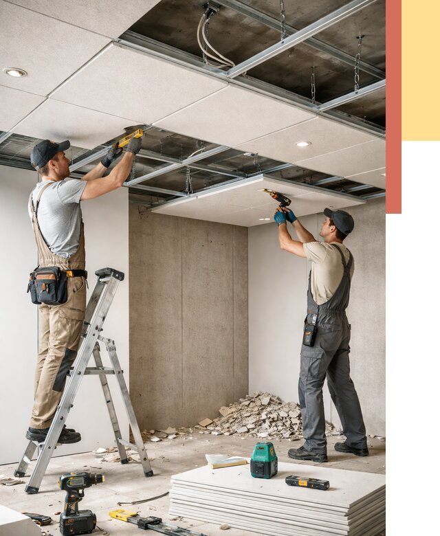 Монтаж акустического потолка в Братске от 6633 руб/м2 — быстро и недорого | ОТДЕЛОЧНИК-Брт