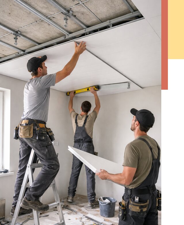 Монтаж потолка из ПВХ панелей в Братске от 3571 руб./м2 — быстро и недорого | ОТДЕЛОЧНИК-Брт