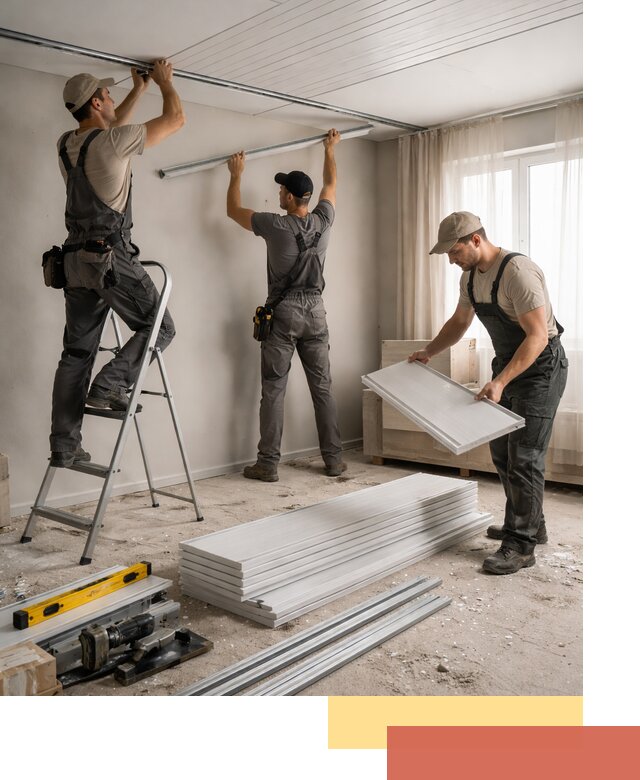 Монтаж потолка из ПВХ панелей в Братске оперативно и качественно