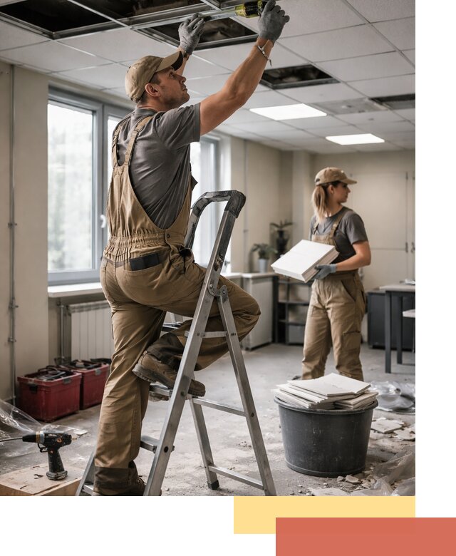 Ремонт потолка Армстронг и замена плит в Братске