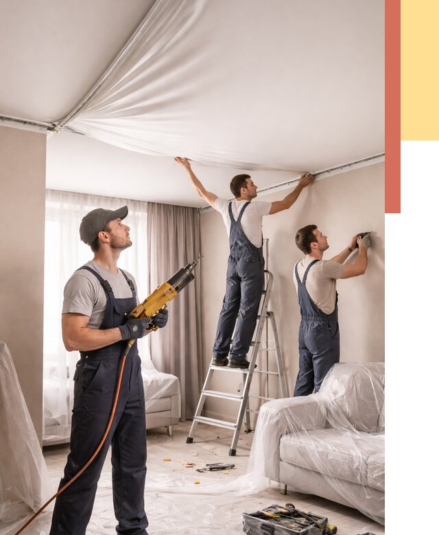 Установка натяжного потолка в Братске от 4592 руб. | Быстро и недорого — ОТДЕЛОЧНИК-Брт