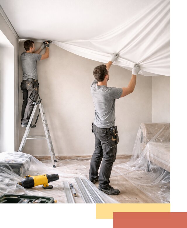 Монтаж тканевого натяжного потолка в Братске недорого и быстро