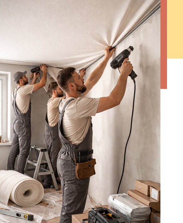 Монтаж фактурного натяжного потолка в Братске от 765 руб. — ОТДЕЛОЧНИК-Брт