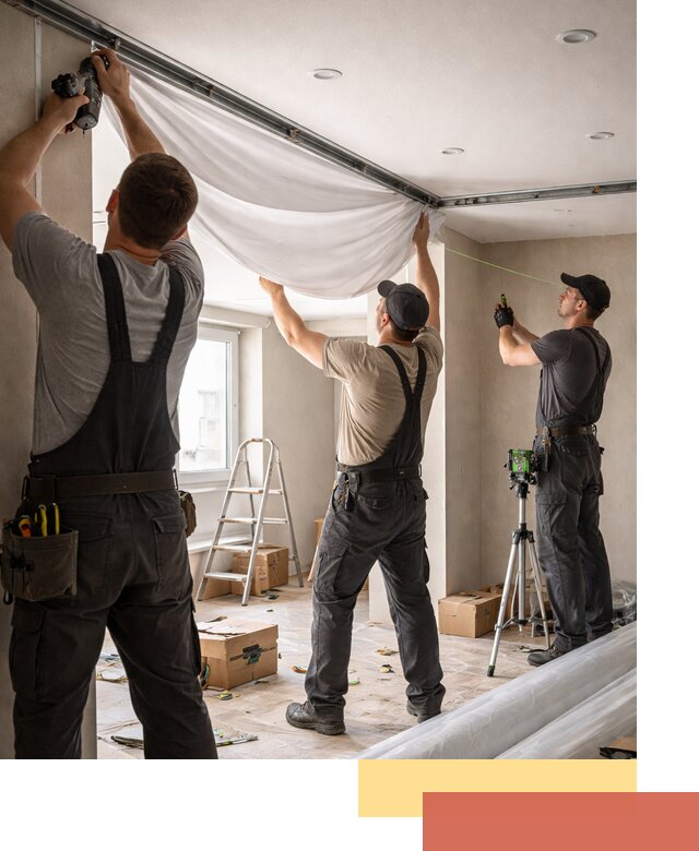 Монтаж парящего натяжного потолка под ключ в Братске