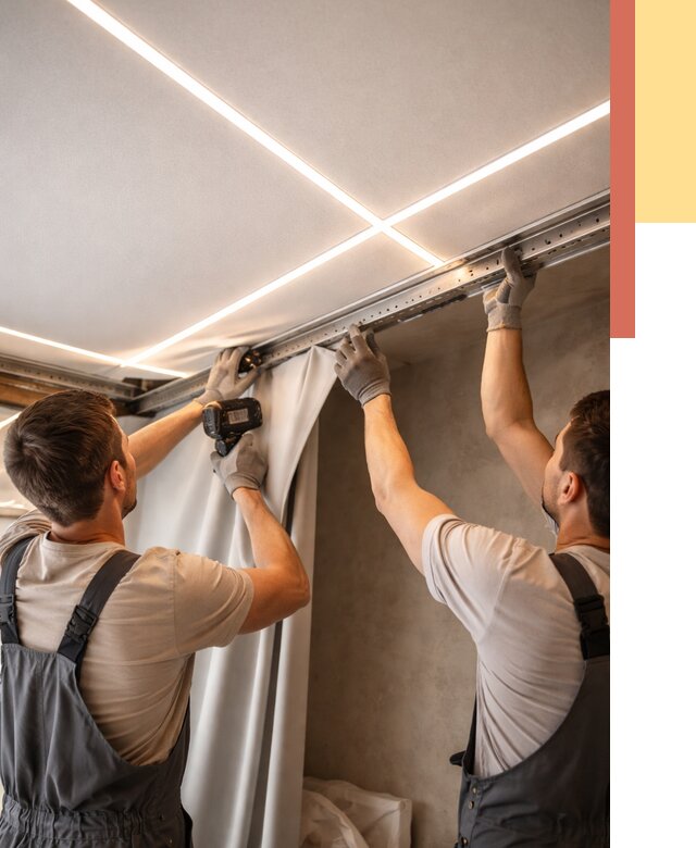 Монтаж натяжного потолка со световыми линиями в Братске от 1224 руб. | ОТДЕЛОЧНИК-Брт